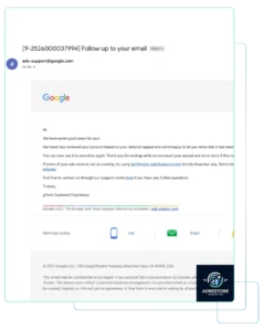 Google Ads support email confirming an account has been reactivated following a detailed appeal